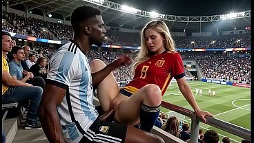 WOW Sexy! (( " ARGENTINA fuck SPAIN " )) Final World Cup... in Public! Who wins? Answer in the comments! "Interracial"(IA)